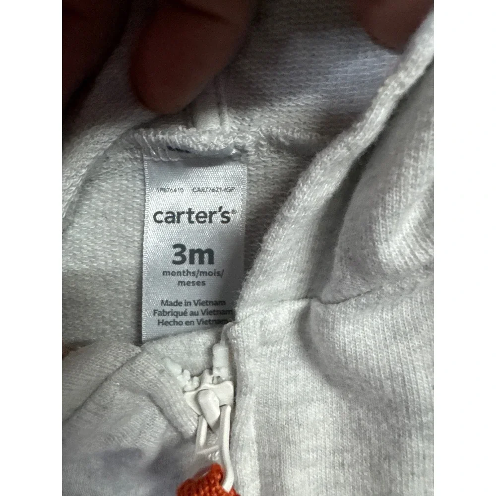 Baby Gray Chicken Rooster Hooded Romper One Piece Zip Up Size 3Months